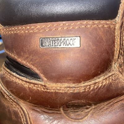 Heavy Duty Thrashed Waterproof Leather Lug Sole Work Boots Sz 9.5 - Thumbnail 5