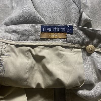 Nautica Shorts Mens Size 38 Beige 100% Linen Pleated Bermuda Cabin Short - Thumbnail 7