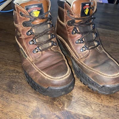 Heavy Duty Thrashed Waterproof Leather Lug Sole Work Boots Sz 9.5 - Thumbnail 3