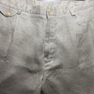 Nautica Shorts Mens Size 38 Beige 100% Linen Pleated Bermuda Cabin Short - Thumbnail 2