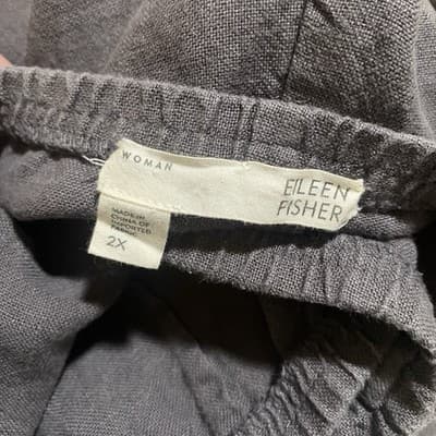 Eileen Fisher Linen Pants Womens 2XL Cropped Wide Leg Zip Side Coastal Beachy - Thumbnail 3
