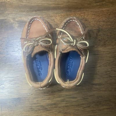Boys Toddler Leather Sperry Top Siders Leather Shoes Size 5 - Thumbnail 4