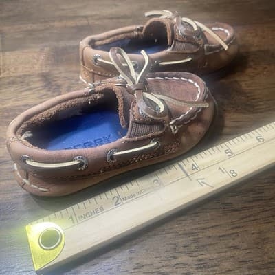 Boys Toddler Leather Sperry Top Siders Leather Shoes Size 5 - Thumbnail 3
