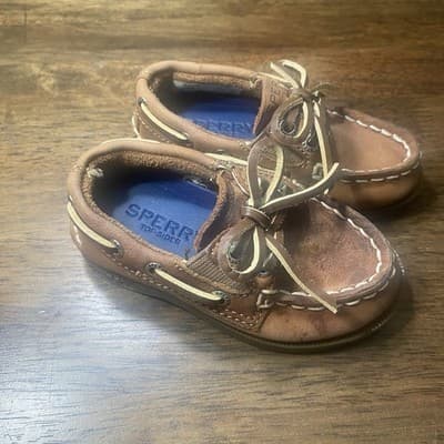 Boys Toddler Leather Sperry Top Siders Leather Shoes Size 5 - Thumbnail 2