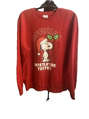 Peanuts Sweatshirt With Snoopy As The “Official Mistletoe Tester” Lg. Christmas