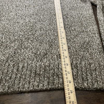 Mens Henley Sweater XL Brown Mock Neck Chunky Knit Classic Preppy - Thumbnail 6
