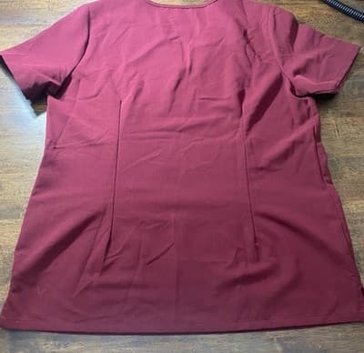 FIGS Technical Collection Women's Burgundy Casma Three-Pocket Scrub Top - Medium - Thumbnail 2