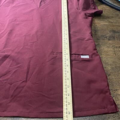 FIGS Technical Collection Women's Burgundy Casma Three-Pocket Scrub Top - Medium - Thumbnail 4