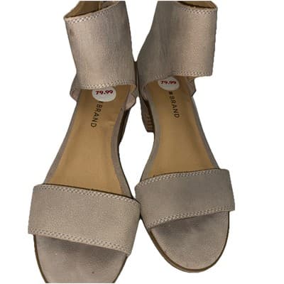 Lucky Brand Block Heel Tan Suede Zipper Sandal Sz 6.5 - Thumbnail 2