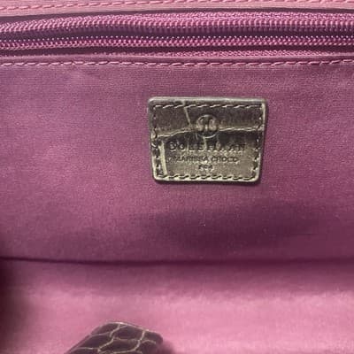 Cole Hahn Marissa Croco Embossed Leather Kiss Lock Wallet Gray - Thumbnail 7