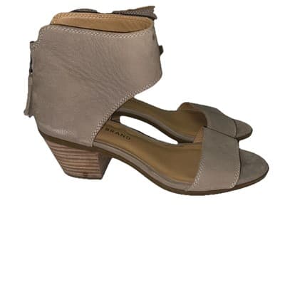 Lucky Brand Block Heel Tan Suede Zipper Sandal Sz 6.5 - Thumbnail 3