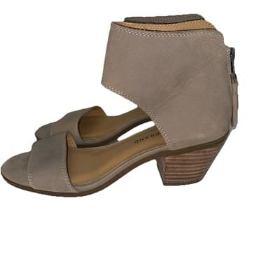 Lucky Brand Block Heel Tan Suede Zipper Sandal Sz 6.5 - Thumbnail 4