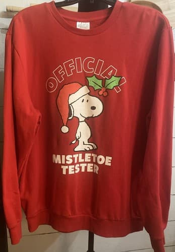 Peanuts Sweatshirt With Snoopy As The “Official Mistletoe Tester” Lg. Christmas - Thumbnail 2