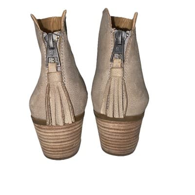 Lucky Brand Block Heel Tan Suede Zipper Sandal Sz 6.5 - Thumbnail 5