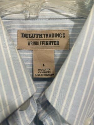 Duluth Trading Co Shirt Mens L Blue Wrinkle Fighter Relaxed Fit Button Down - Thumbnail 3