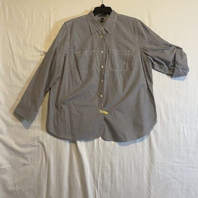Lauren Ralph Lauren Ladies Shirt 1X Country Club Old Money Black Gingham - Thumbnail 3