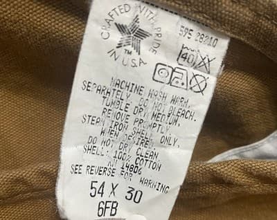 Vintage Carhartt Insulated Canvas Bib Overalls Measures 50x30 Made in USA Tan - Thumbnail 8