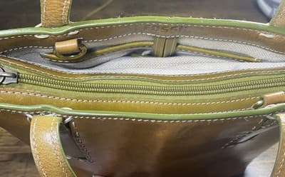 Fossil Brown Leather W Green Trim W Silk Scarf Classic Strap Not Included - Thumbnail 14