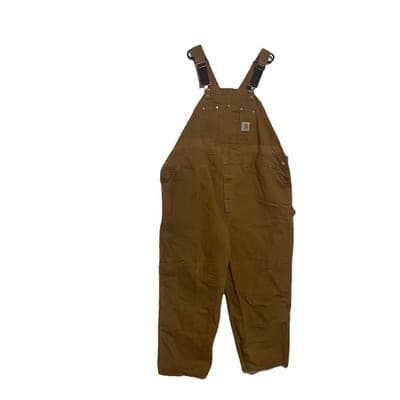 Vintage Carhartt Insulated Canvas Bib Overalls Measures 50x30 Made in USA Tan - Thumbnail 3