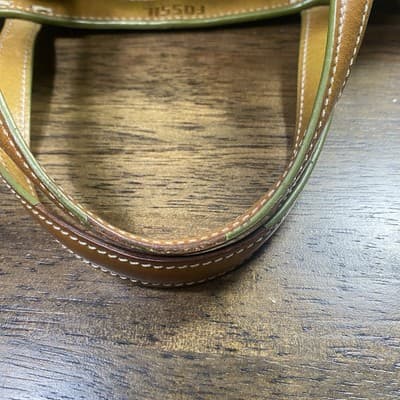 Fossil Brown Leather W Green Trim W Silk Scarf Classic Strap Not Included - Thumbnail 8
