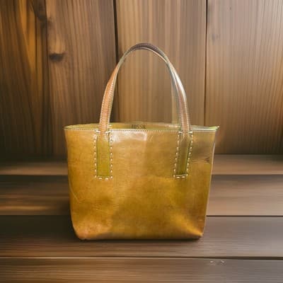 Fossil Brown Leather W Green Trim W Silk Scarf Classic Strap Not Included - Thumbnail 5