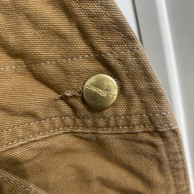 Vintage Carhartt Insulated Canvas Bib Overalls Measures 50x30 Made in USA Tan - Thumbnail 7