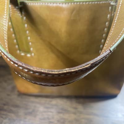 Fossil Brown Leather W Green Trim W Silk Scarf Classic Strap Not Included - Thumbnail 7