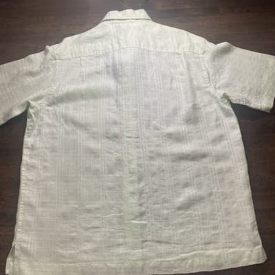 Caribbean Mint Green Linen Button Up Shirt Mens Large Cruise Wear Beach Vaca - Thumbnail 6