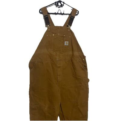 Vintage Carhartt Insulated Canvas Bib Overalls Measures 50x30 Made in USA Tan - Thumbnail 2