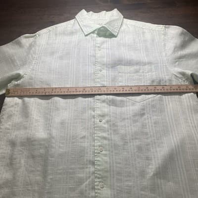 Caribbean Mint Green Linen Button Up Shirt Mens Large Cruise Wear Beach Vaca - Thumbnail 4