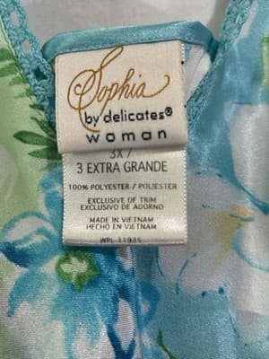 Sophia By Delicates Blue Floral Night Gown 3XL - Thumbnail 3