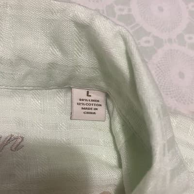 Caribbean Mint Green Linen Button Up Shirt Mens Large Cruise Wear Beach Vaca - Thumbnail 7