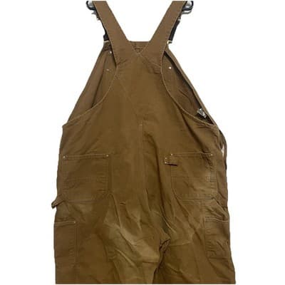 Vintage Carhartt Insulated Canvas Bib Overalls Measures 50x30 Made in USA Tan - Thumbnail 12
