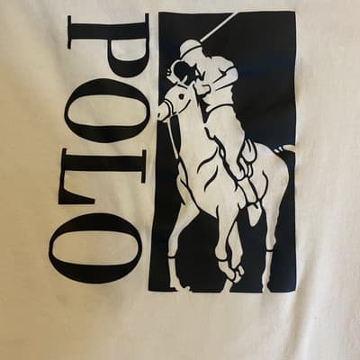 Vintage Large White Polo Ralph Lauren Pony T Shirt Kids Sz 10-12 - Thumbnail 2