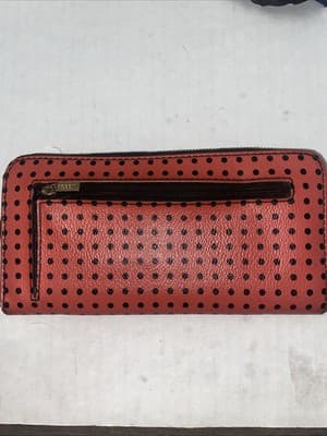 Fossil Polka Dot Leather Wallet Vintage - Thumbnail 2