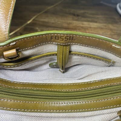 Fossil Brown Leather W Green Trim W Silk Scarf Classic Strap Not Included - Thumbnail 15