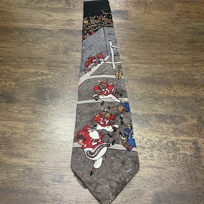 Hallmark Mens Christmas Football Neck Tie Reindeer Games Excellent Condition - Thumbnail 2