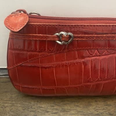 Brighton Red Leather Wallet Clutch Classic Heart Embellishment - Thumbnail 4