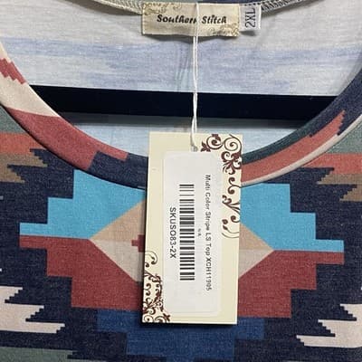 SouthernStitch 2x Long Sleeve Santa Fe Western Style NWT w Turquoise Puffer Vest - Thumbnail 3