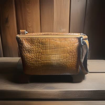 Genuine Embossed Leather Brown Crossbody Purse Bag Classic Boho Hippie - Thumbnail 3