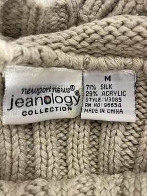 Newport News Classic Quiet Luxury Academia Cable Knit Sweater 71% Silk - Thumbnail 4