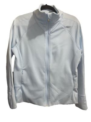 Adidas Womens L Jacket Full Zip ClimaWarm Fitted Powder Blue Athletic - Thumbnail 2