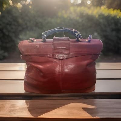 Vintage Luxury Baggagio Soft Leather Briefcase Brass Hardware ShoulderStrap - Thumbnail 5