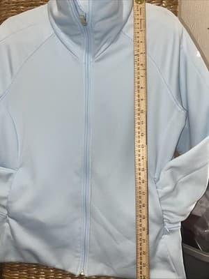 Adidas Womens L Jacket Full Zip ClimaWarm Fitted Powder Blue Athletic - Thumbnail 8