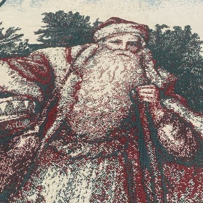 Old World Santa Woven Tapisry Throw Blanket Christmas Holiday Fringe Edge 50x60 - Thumbnail 4