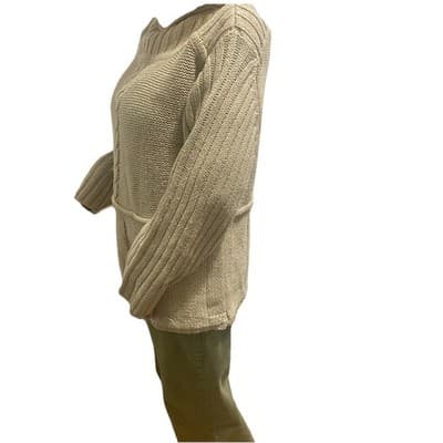 Newport News Classic Quiet Luxury Academia Cable Knit Sweater 71% Silk - Thumbnail 2