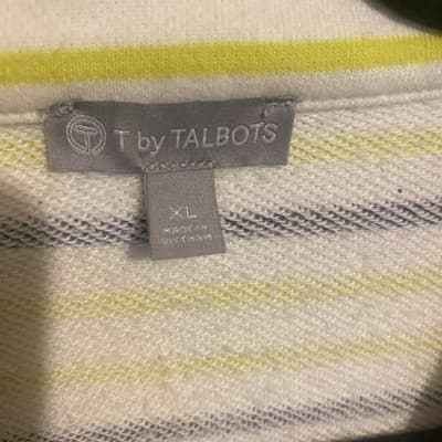 T By Talbots Womens Multicolor Striped 1/4 Zip Pullover Sweatshirt Size X-Large - Thumbnail 4