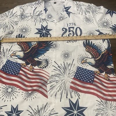 Mens Novelty Shirt USA 250 Anniversary Eagle 1776-2026 XL 4th Of July America - Thumbnail 5