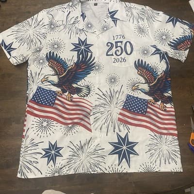 Mens Novelty Shirt USA 250 Anniversary Eagle 1776-2026 XL 4th Of July America - Thumbnail 2