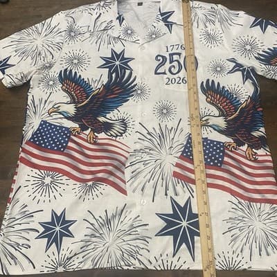 Mens Novelty Shirt USA 250 Anniversary Eagle 1776-2026 XL 4th Of July America - Thumbnail 3